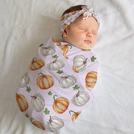 Pumpkin swaddle 2025 and hat set