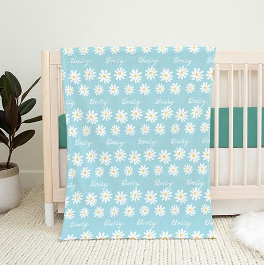 Blue Daisy Swaddle Blanket