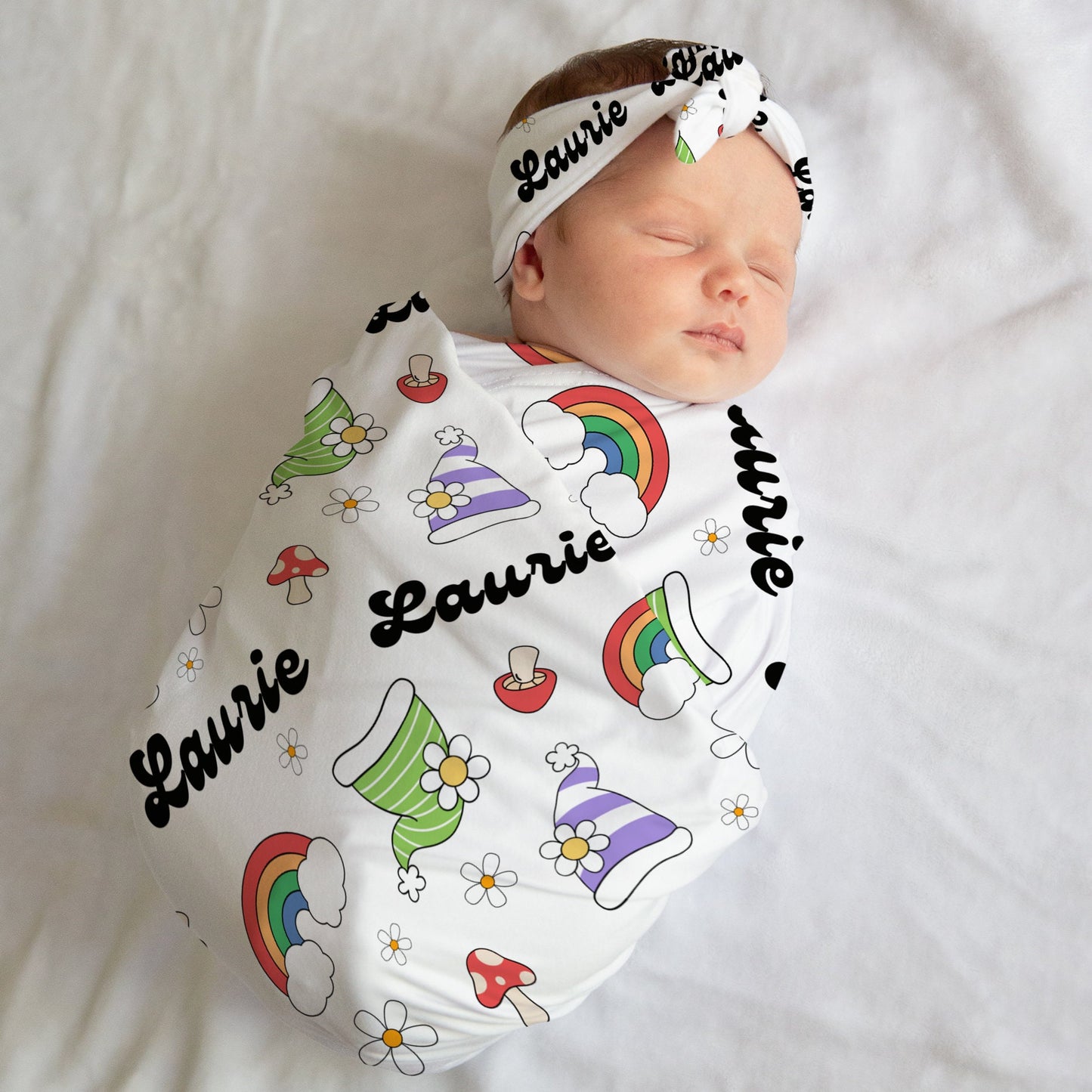 Sleepy Gnomes Swaddle With Name