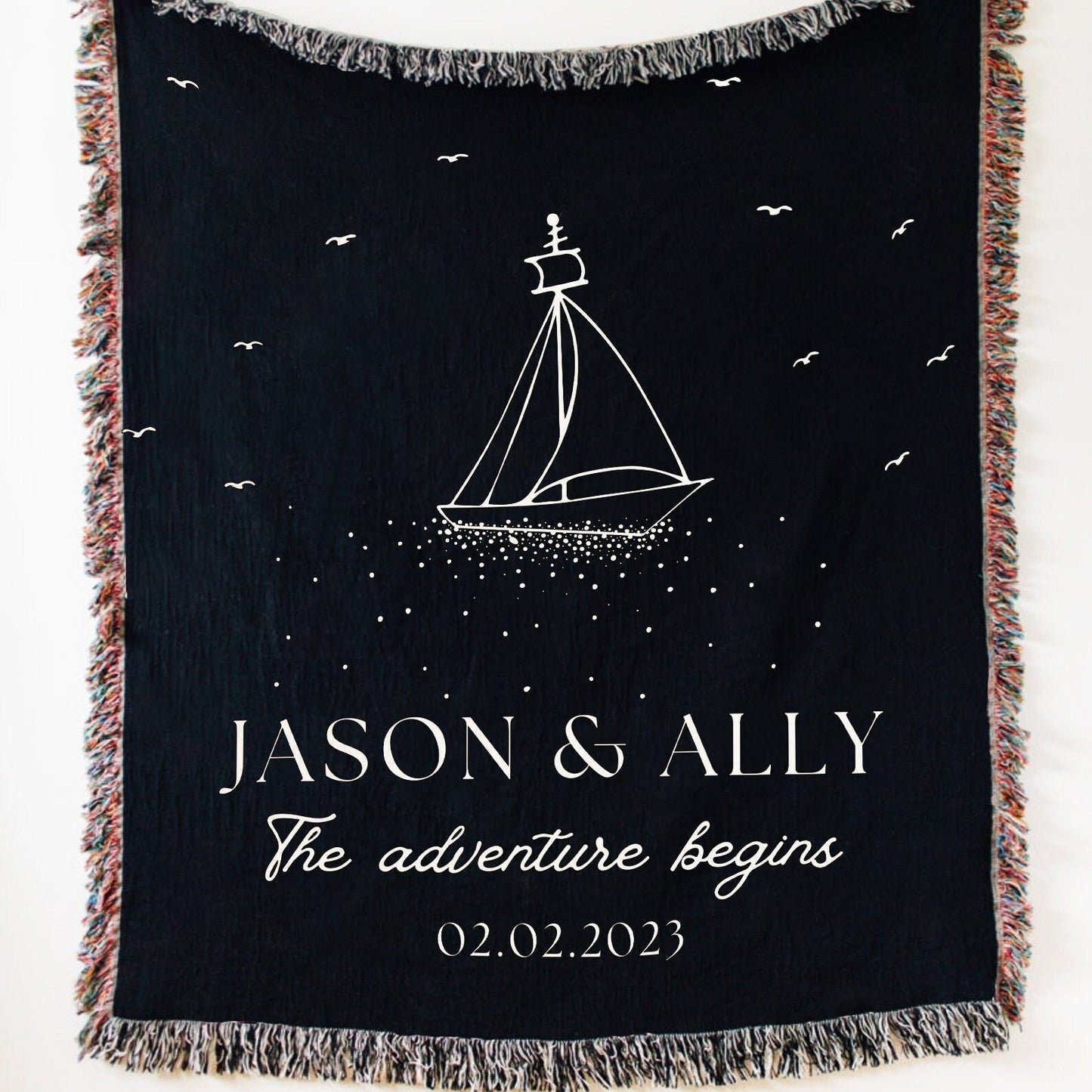 Boating Gift For Couples, Personalized Sailing Boat Blanket, Engagement Gift For Sailing Lovers, Wedding Anniversary Novelty Present