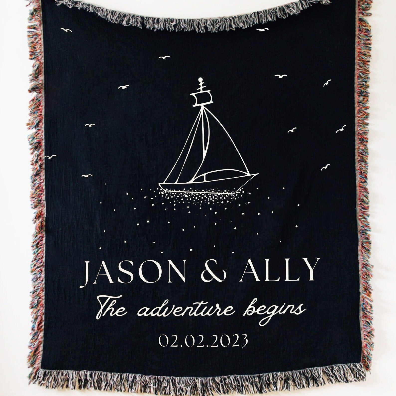 Boating Gift For Couples, Personalized Sailing Boat Blanket, Engagement Gift For Sailing Lovers, Wedding Anniversary Novelty Present