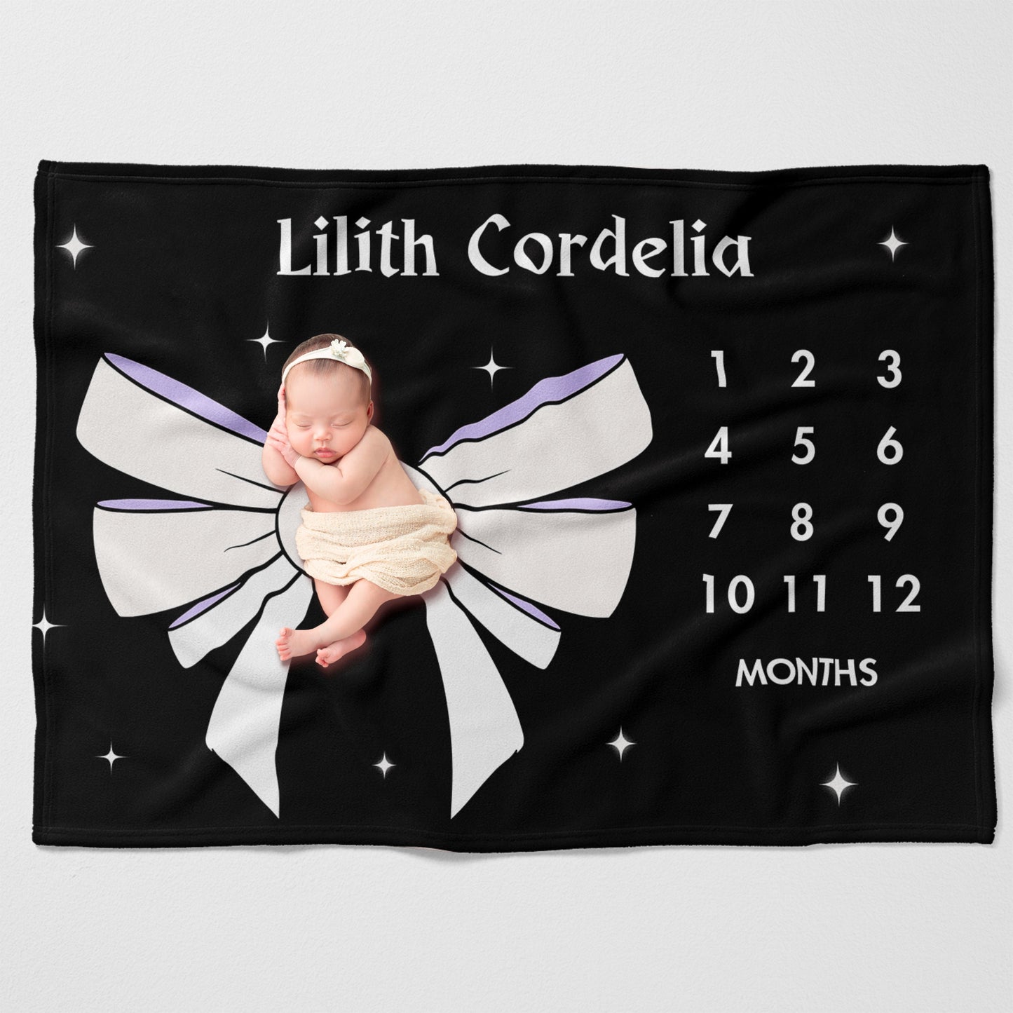 Goth Milestone Blanket Girl, Dark Witchy Baby Month Blanket, Personalized Goth Baby Shower Gift, Halloween Baby Girl Gift