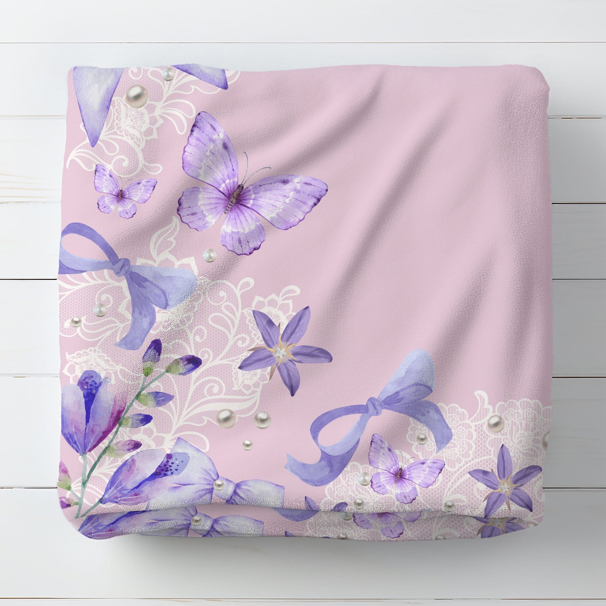 Coquette Milestone Blanket Girl, Purple Floral Monthly Milestone, Buttery Soft Baby Blanket, Whimsical Butterfly Garden Baby Shower Gift