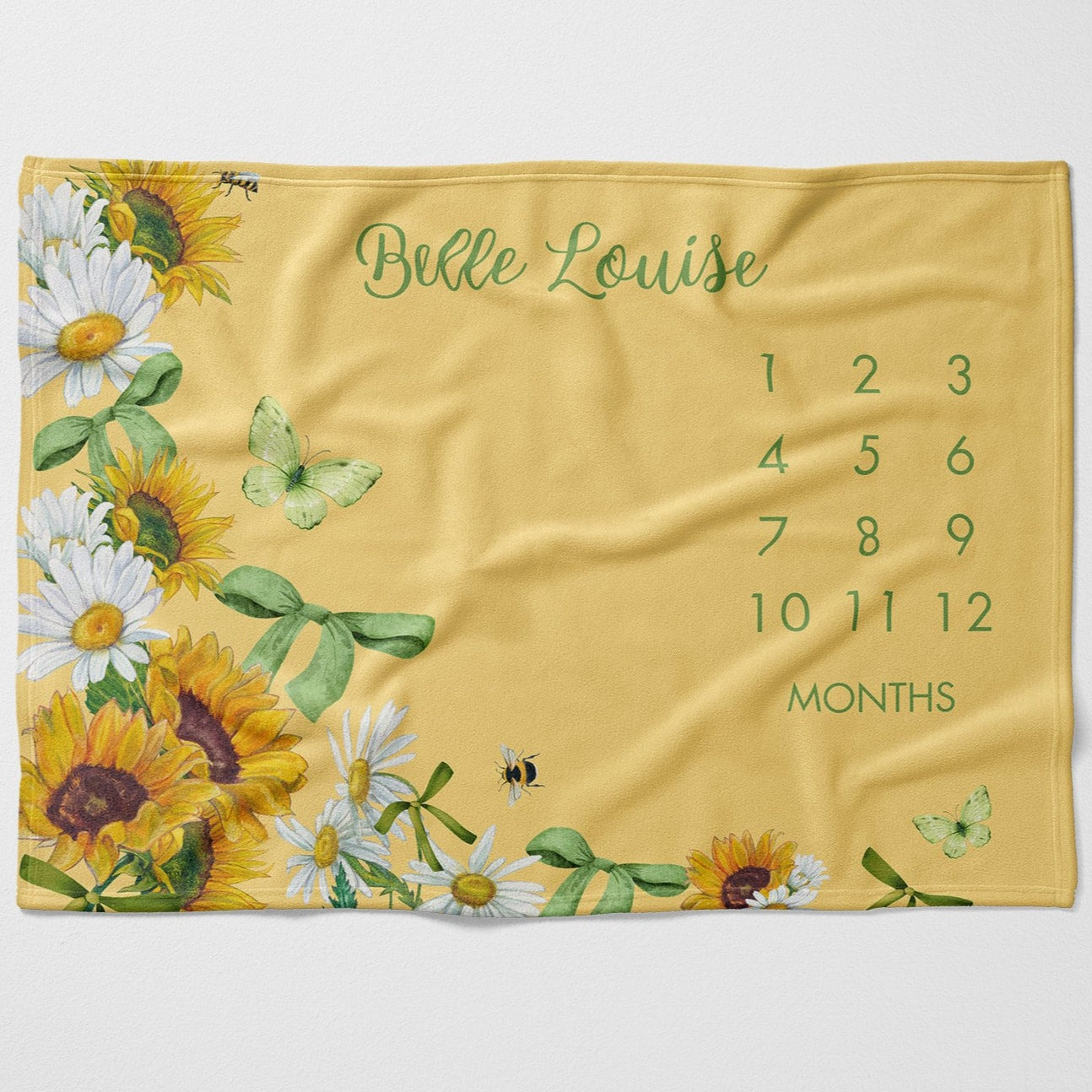 Sunflower Coquette Milestone Blanket Girl, Cottagecore Monthly Milestone, Buttery Soft Baby Blanket, Rustic Country Baby Shower Gift