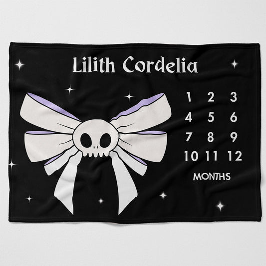 Goth Milestone Blanket Girl, Dark Witchy Baby Month Blanket, Personalized Goth Baby Shower Gift, Halloween Baby Girl Gift