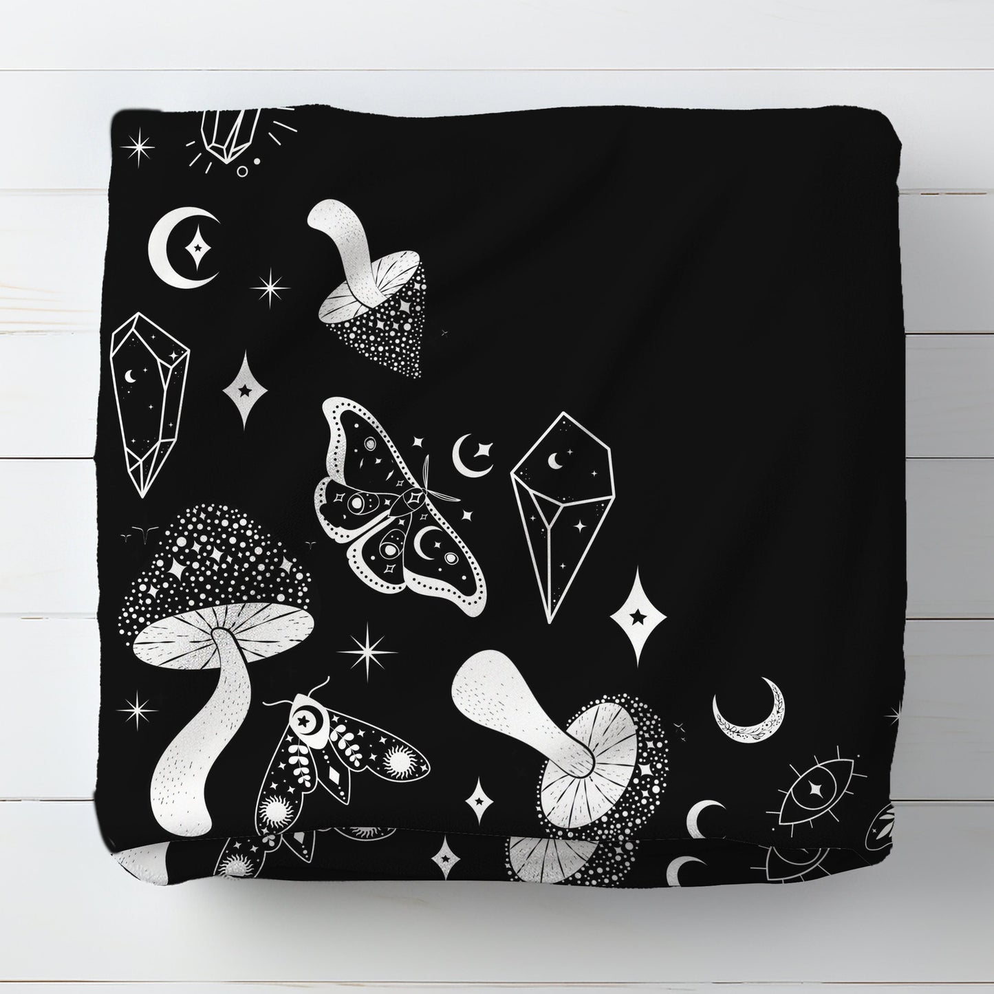 Whimsigoth Milestone Blanket, Celestial Mushroom Baby Month Blanket, Personalized Goth Baby Shower Gift, Halloween Baby Blanket,