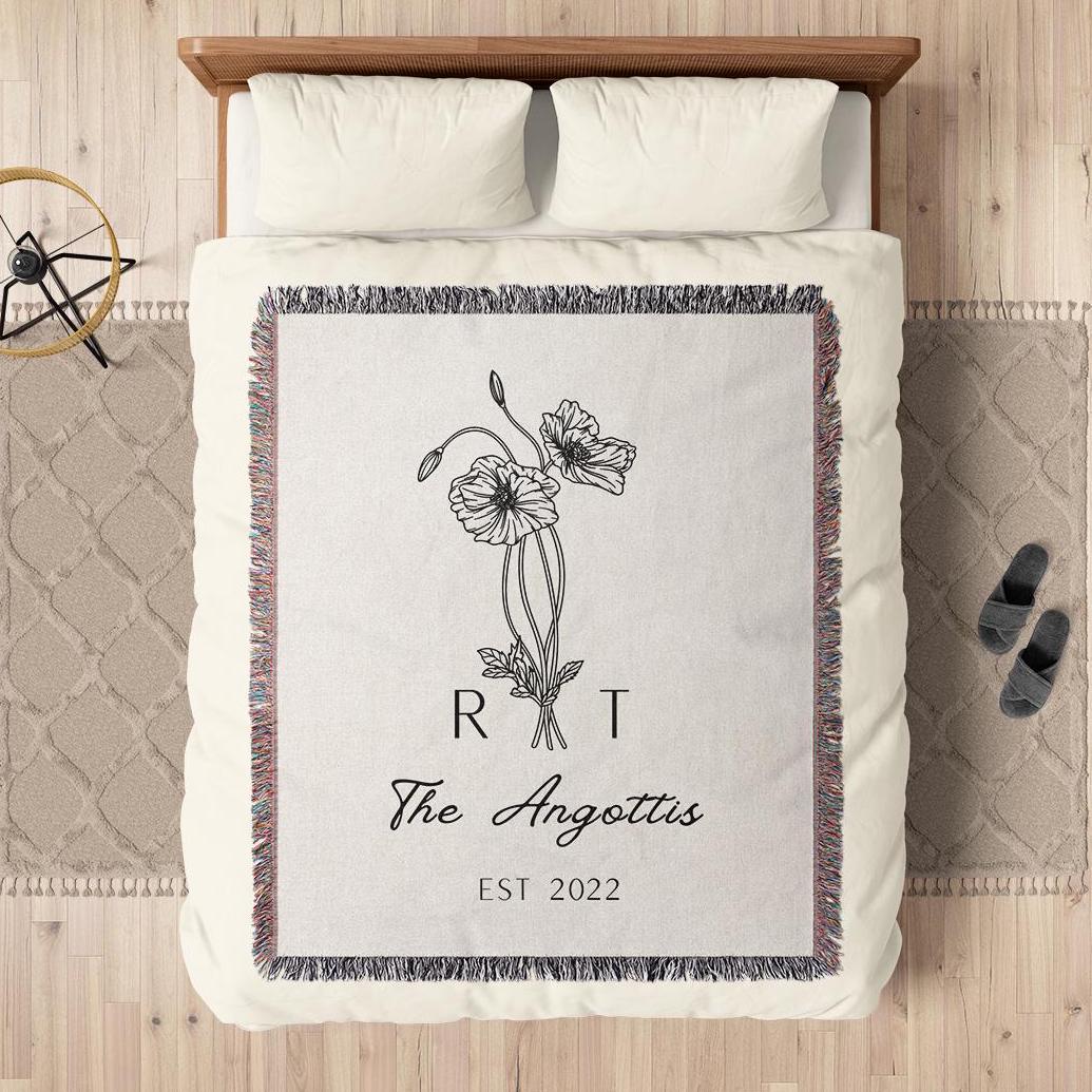 Personalized Wedding Flower Blanket