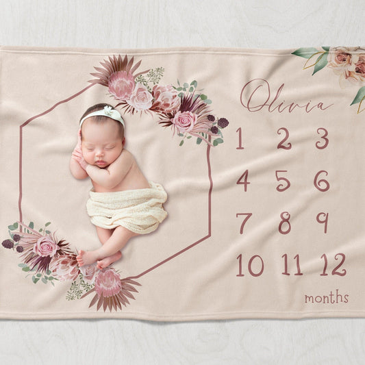 Boho Floral Milestone Blanket