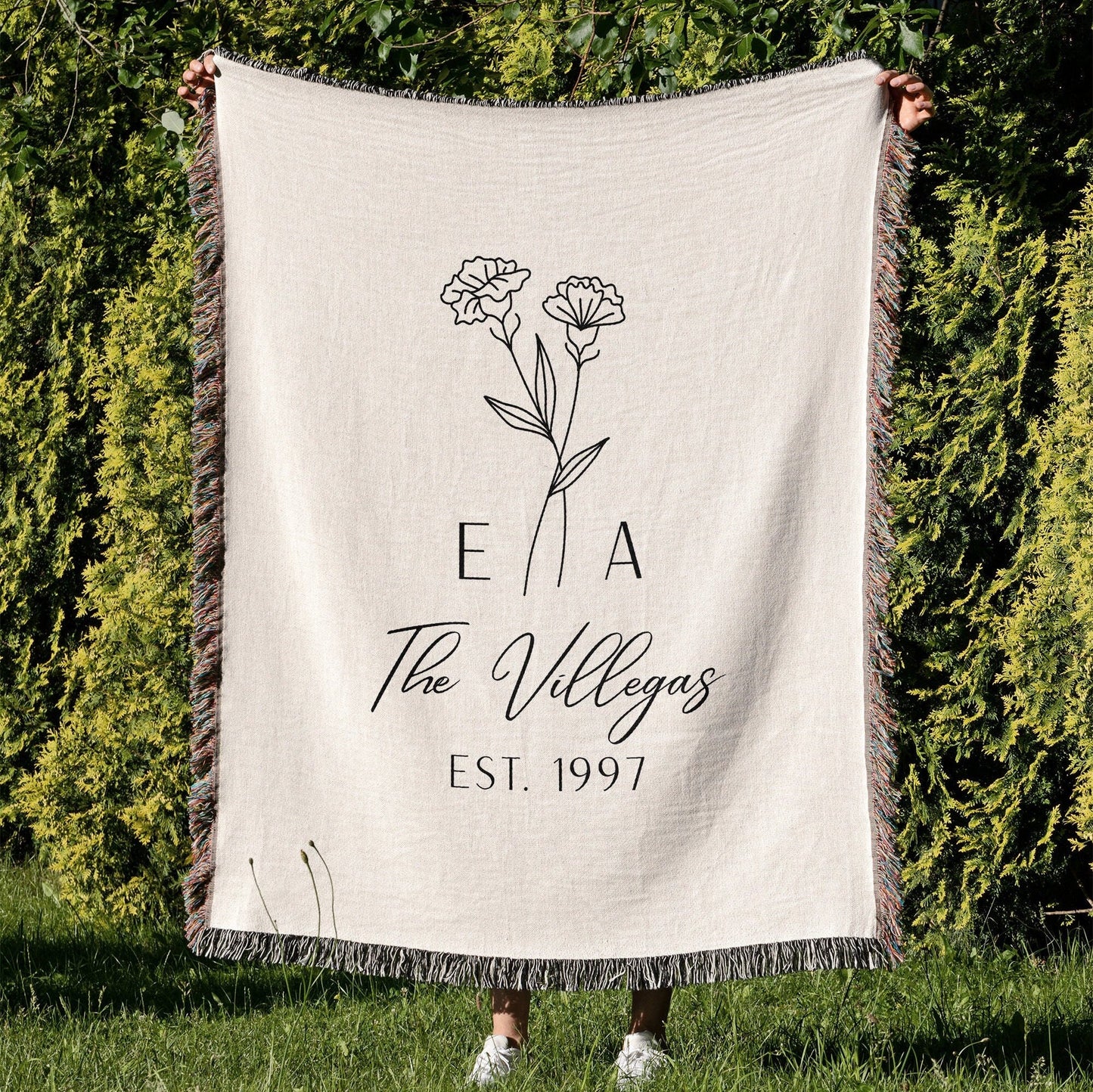 Personalized Wedding Flower Blanket