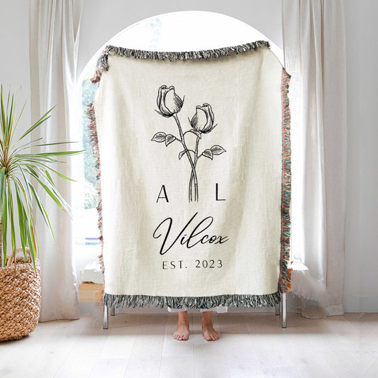 Personalized Wedding Flower Blanket