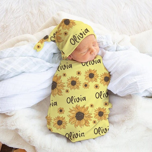 Sunflower Swaddle With Name