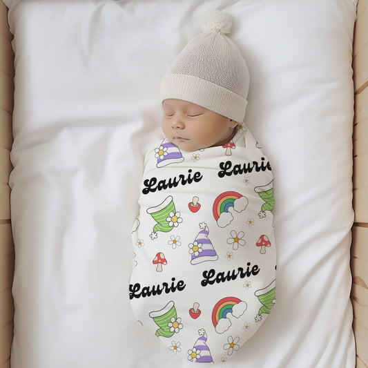 Sleepy Gnomes Swaddle With Name