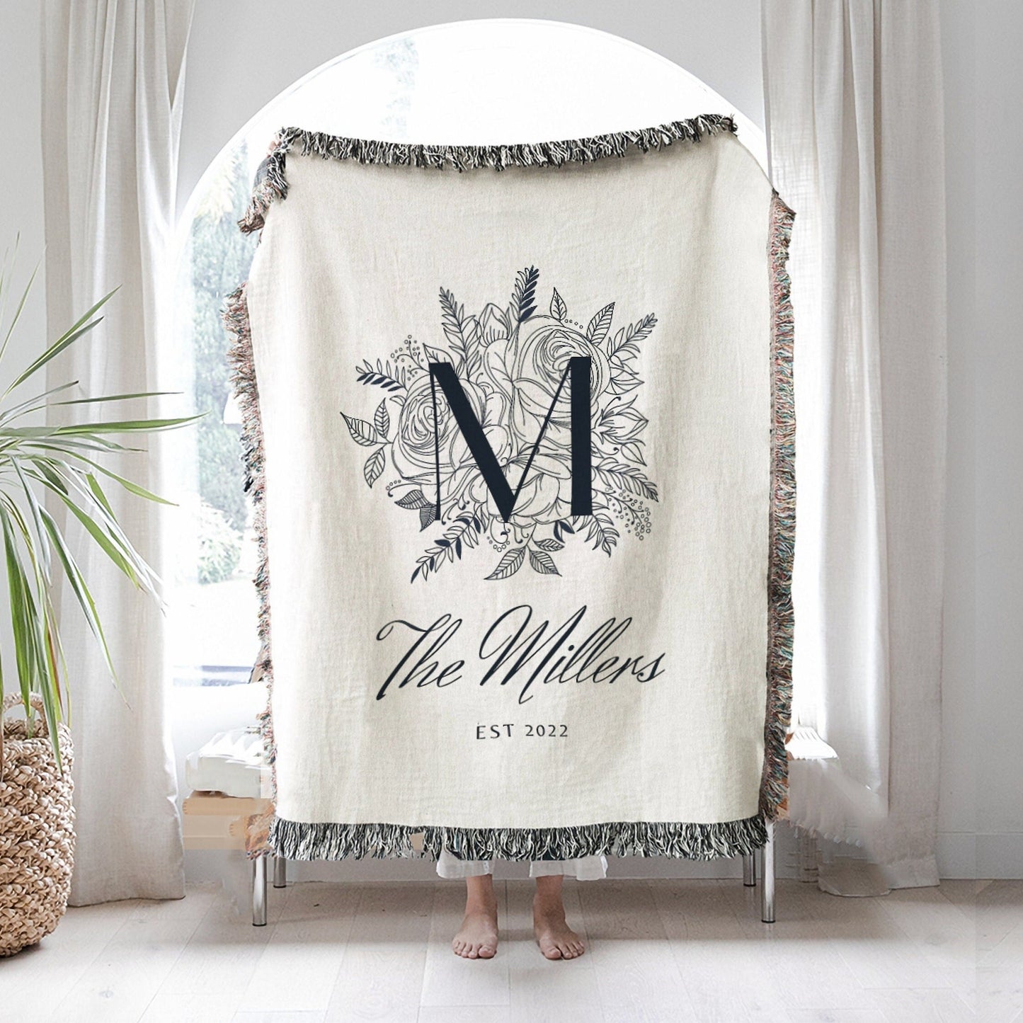 Floral Monogram Blanket